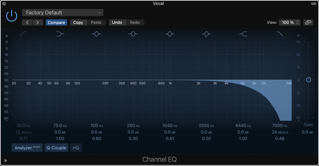 High Cut Filter (or Low Pass Filter)